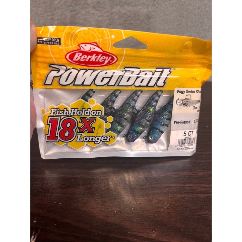 Berkley PowerBait Pogy Swim Shad 3" Bluegill 1/4 oz Pre-Rigged 5 Count